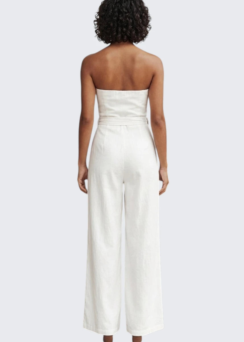 Eva | Strapless Waist Tie Summer Jumpsuit