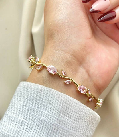 Bracelet - Dainty Rose Flower & Tulips